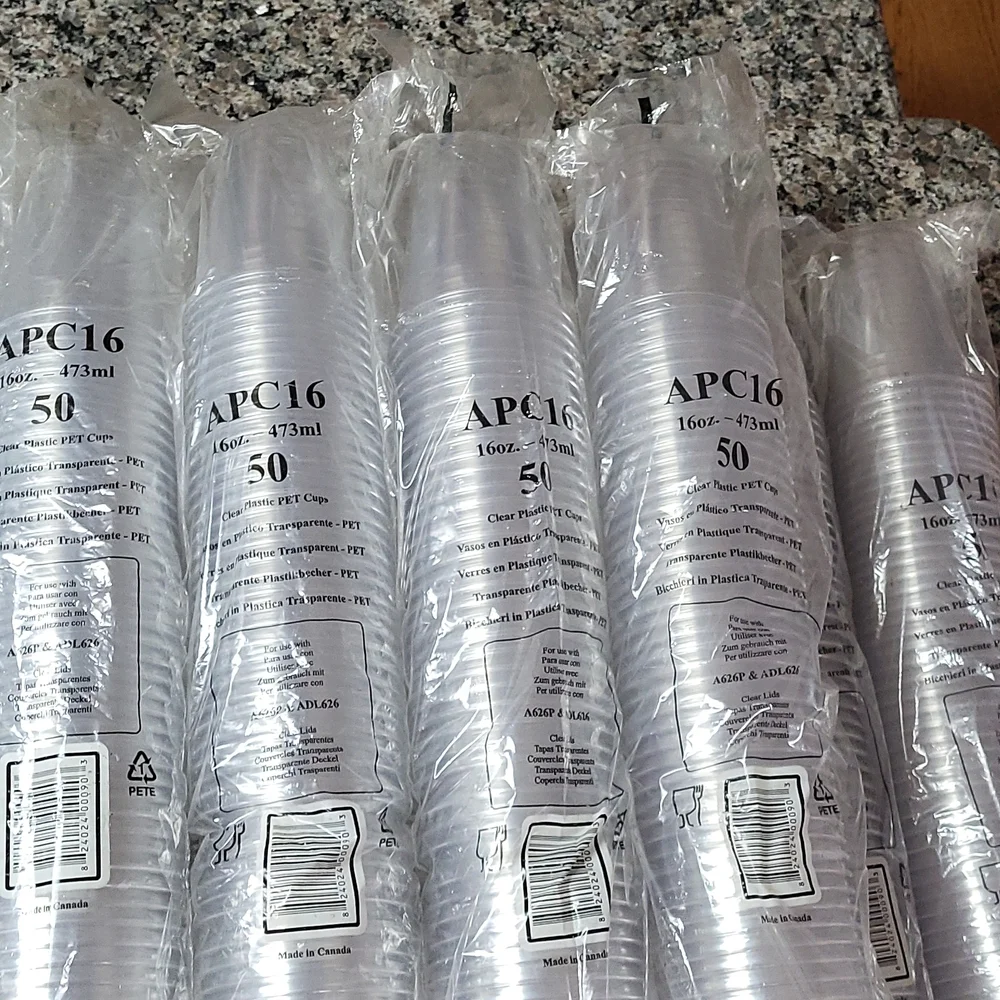 Clear Plastic PET Cups 16 oz new total 350 disposable drinking cup APC1…